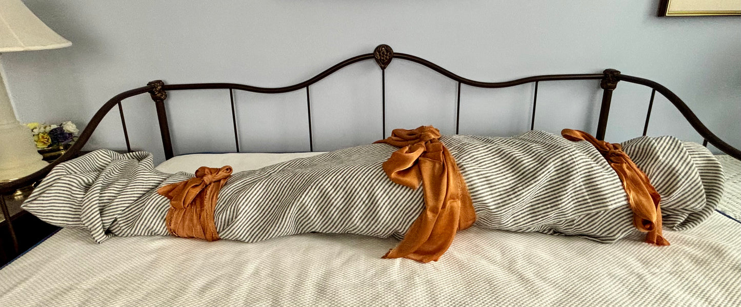 Lino Collection – Black/Cream Striped Linen Burial Shroud | Sanctum Shrouds