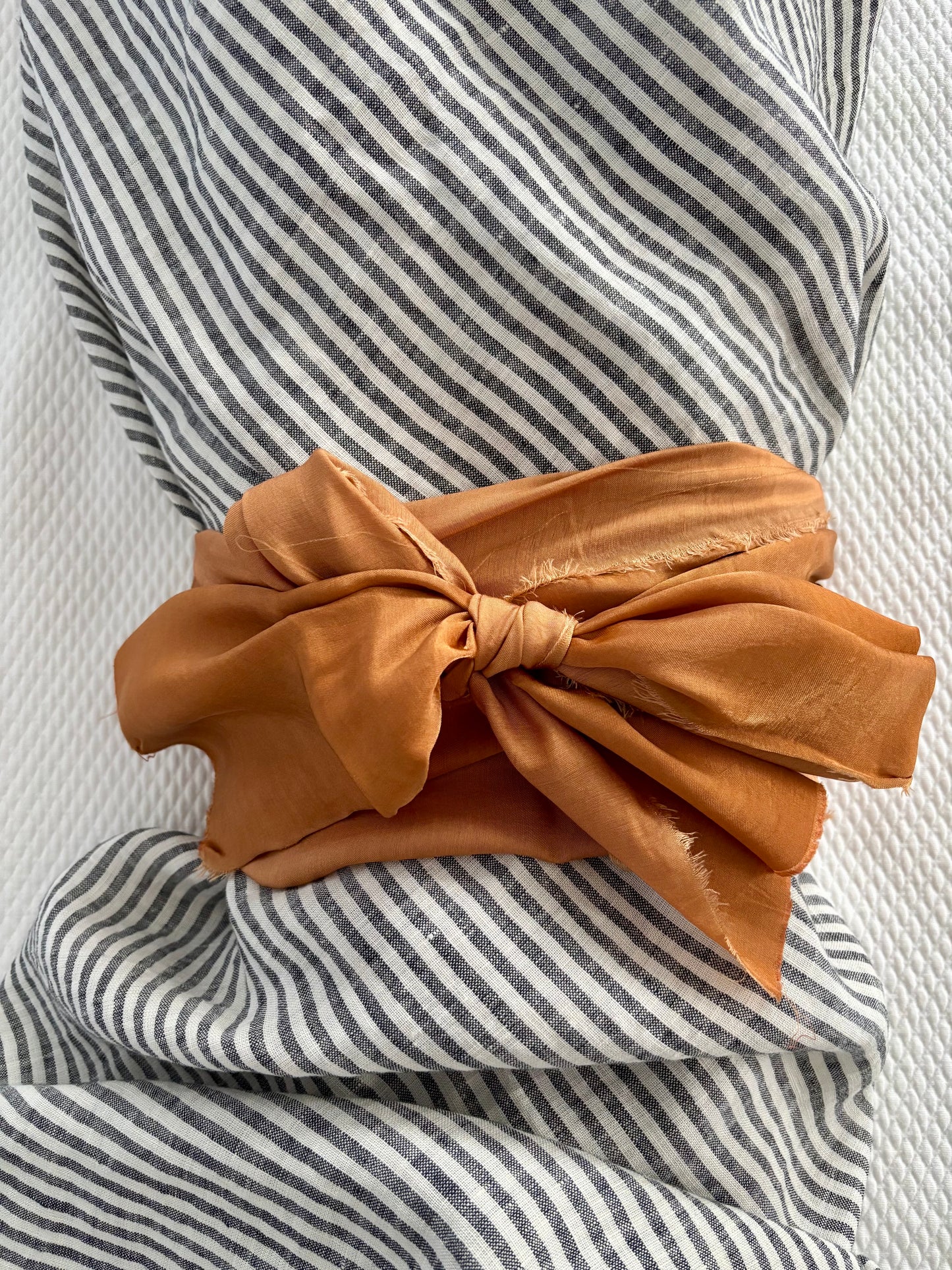 Lino Collection – Black/Cream Striped Linen Burial Shroud | Sanctum Shrouds