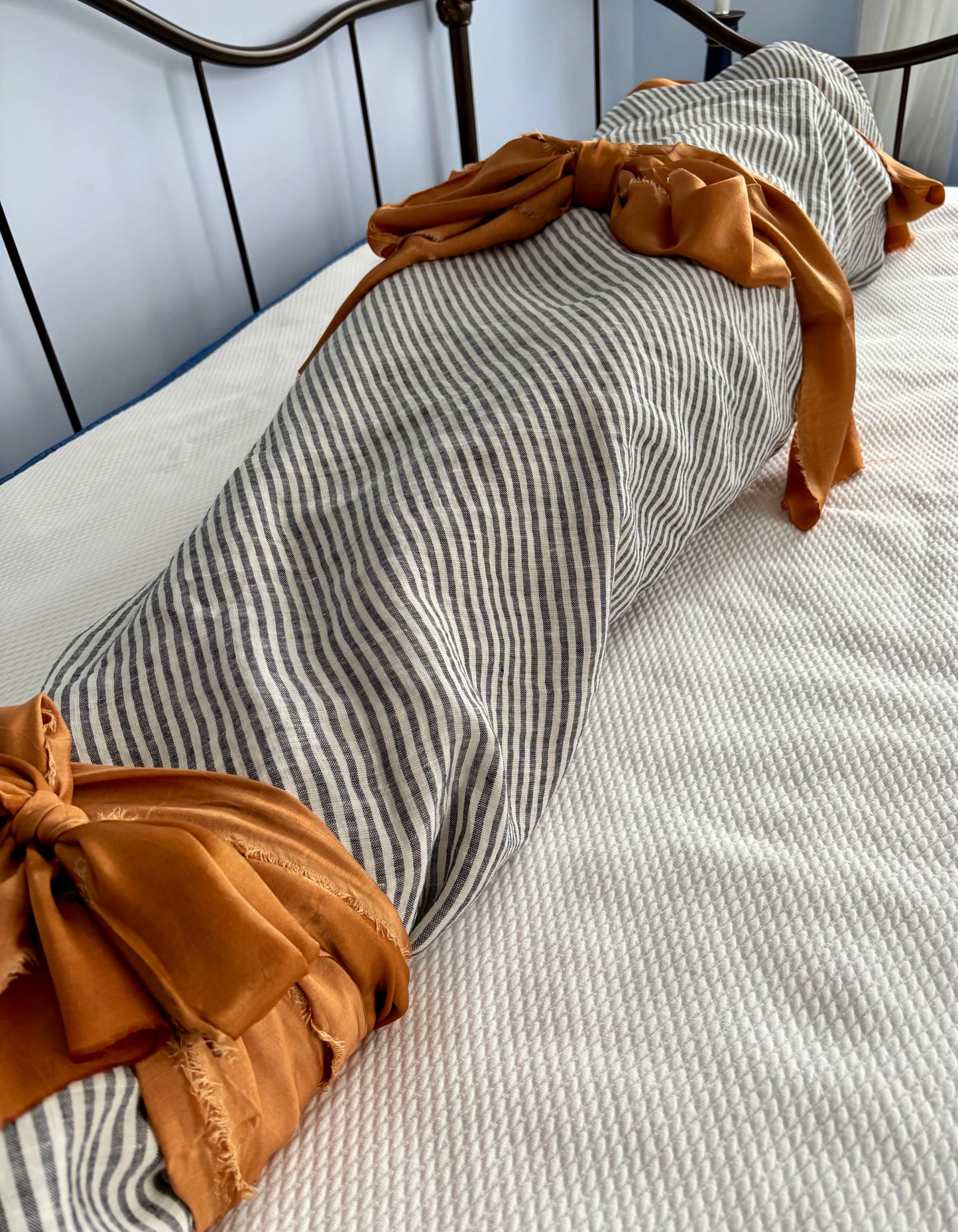 Lino Collection – Black/Cream Striped Linen Burial Shroud | Sanctum Shrouds