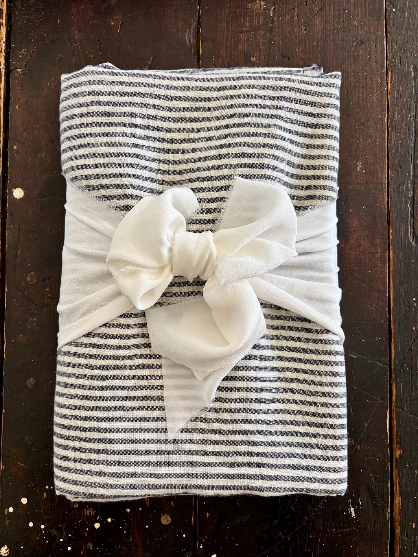 Lino Collection – Black/Cream Striped Linen Burial Shroud | Sanctum Shrouds