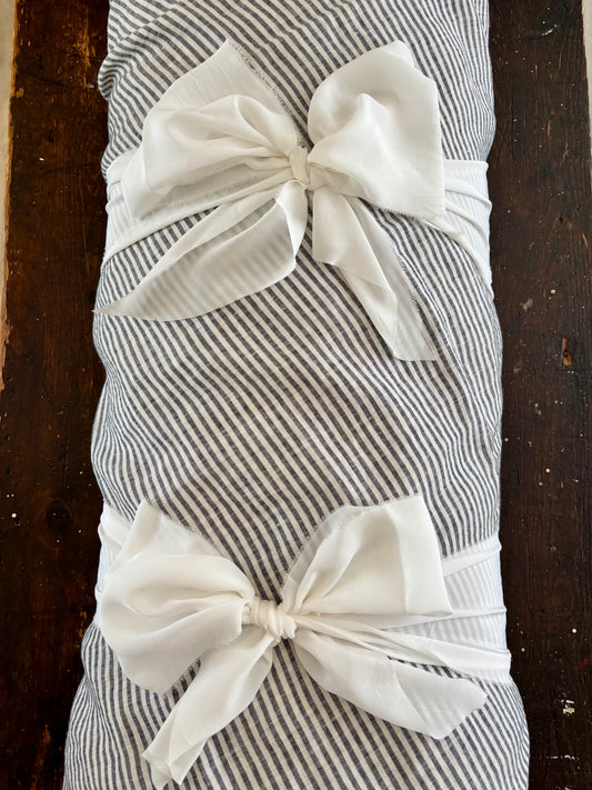 Lino Collection – Black/Cream Striped Linen Burial Shroud | Sanctum Shrouds