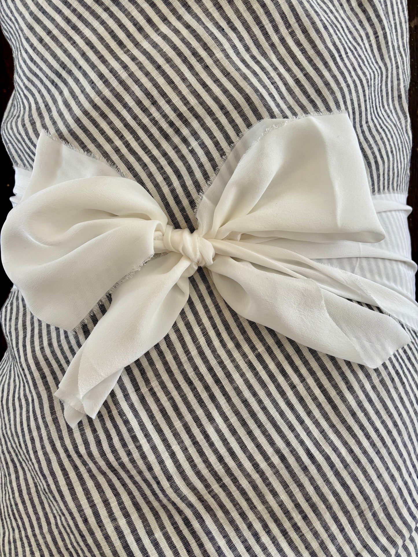 Lino Collection – Black/Cream Striped Linen Burial Shroud | Sanctum Shrouds