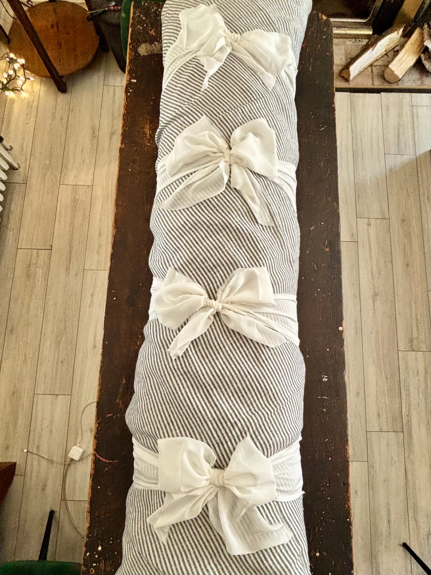 Lino Collection – Black/Cream Striped Linen Burial Shroud | Sanctum Shrouds