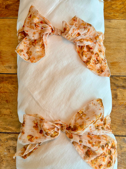 SANCTUM 100% washed linen shroud - Cream with silk floral ties