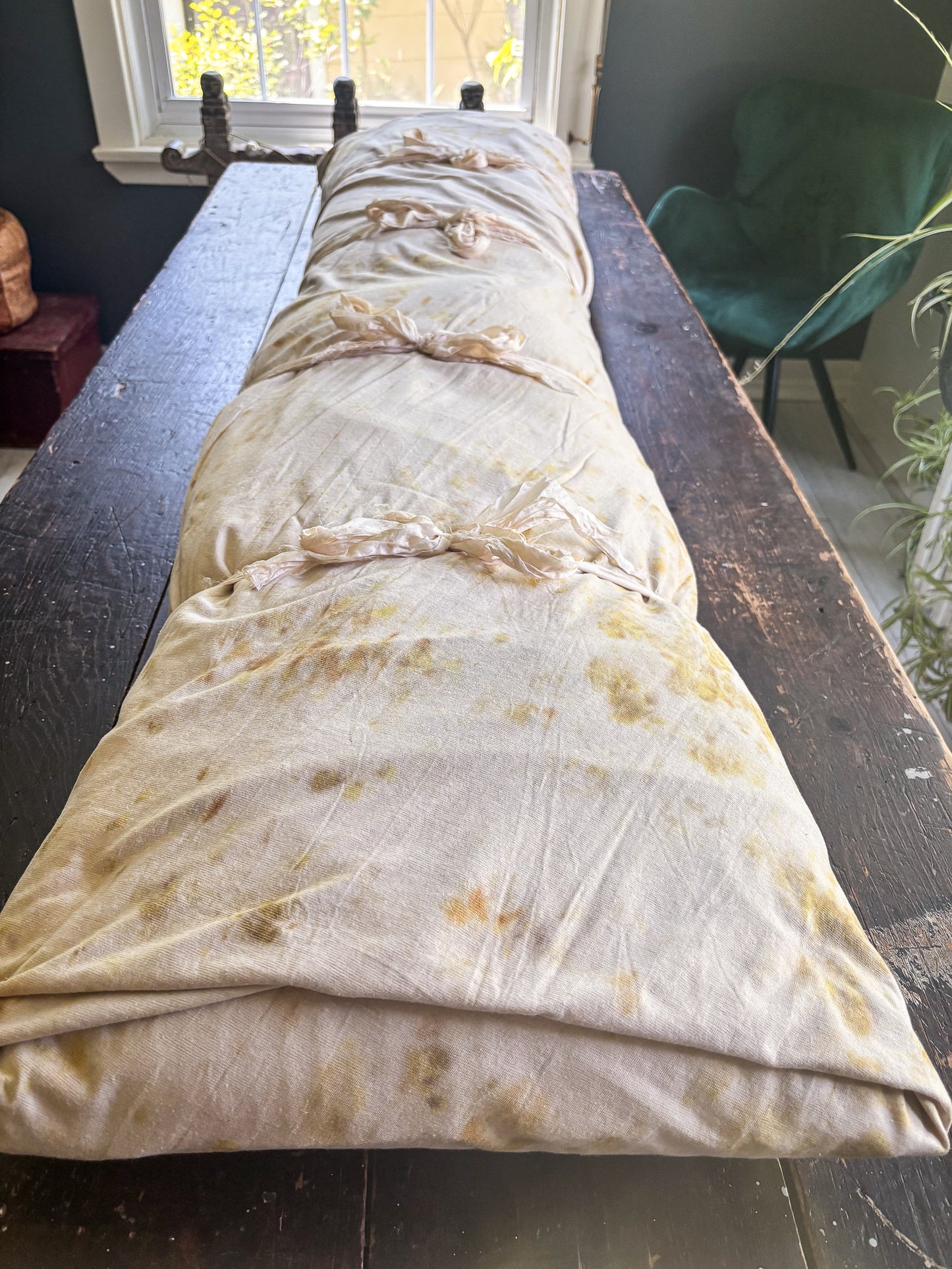 Botanica Burial Shroud – Eco-Dyed Floral Hemp | Sanctum Shrouds