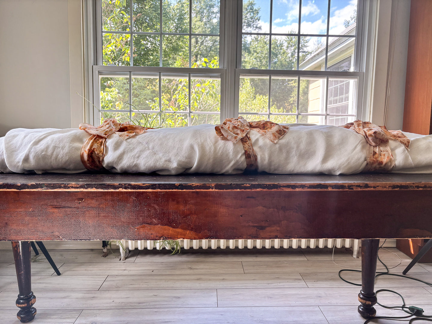 Lino Collection – Cream Floral Linen Burial Shroud | Sanctum Shrouds