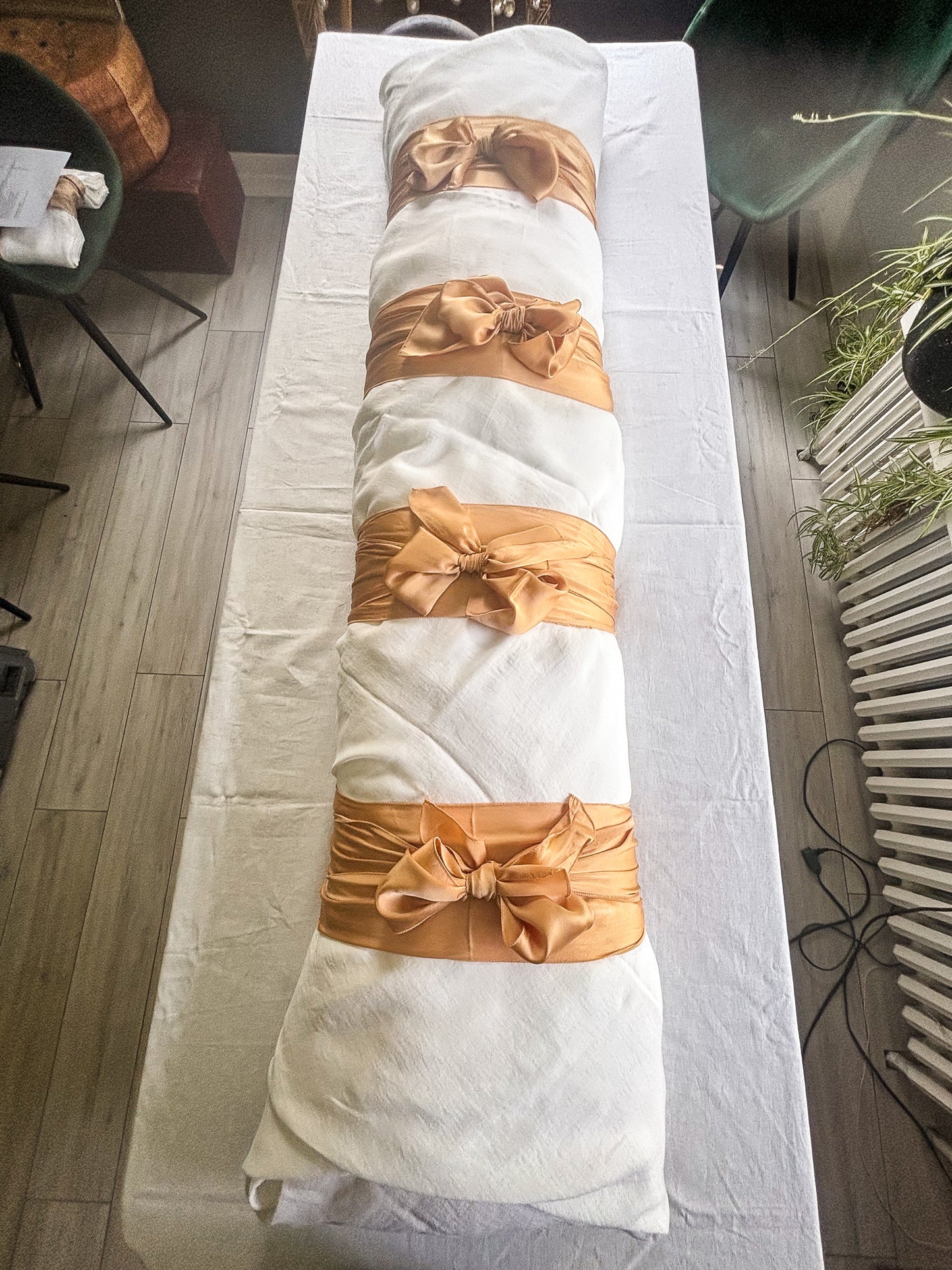 Lino Collection – Cream Gold Linen Burial Shroud | Sanctum Shrouds