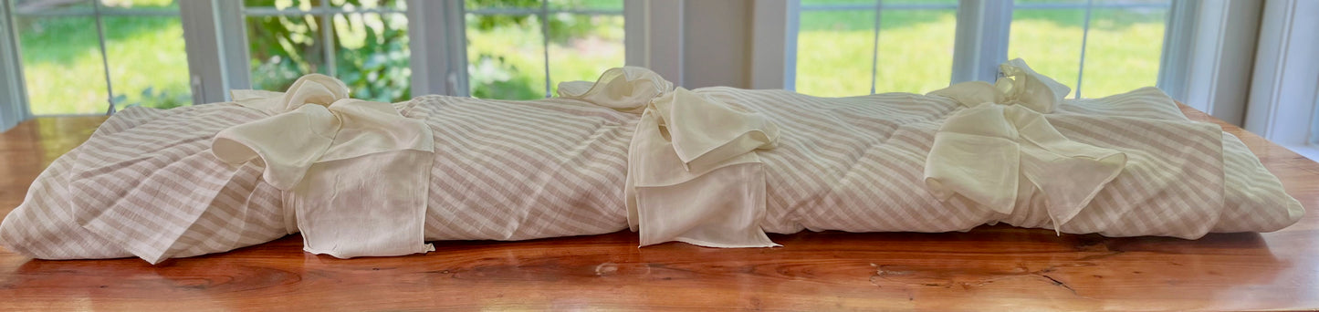 SANCTUM 100% washed linen shroud - Natural stripe